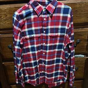 Old Navy Red and Blue Casual Button Down Shirt